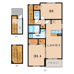 西尾駅 バス12分  矢田小学校前下車：停歩7分 3階の物件間取画像